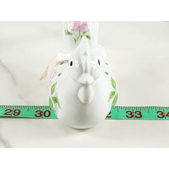 Rooster Chicken Potpourri Holder Hanging 4 1/4" Pink Rose Design 90s Porcelain - Picture 15 of 15